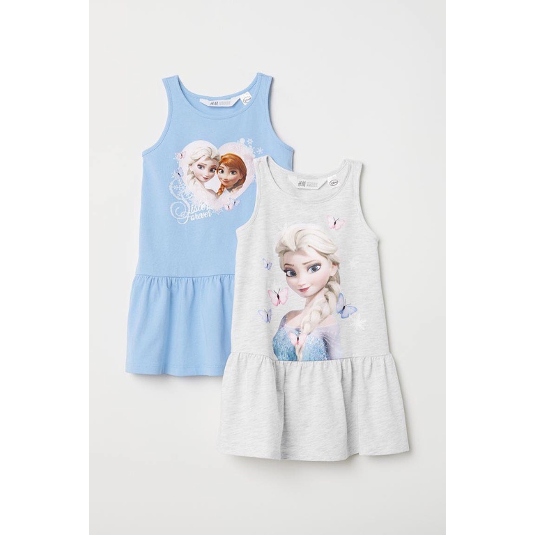 Váy Ba Lỗ, váy sát nách cho Bé Gái H.M' chất cotton xuất dư mềm mát,hình Mickey, Elsa, Pony bé 1-10 tuổi V242.Minkids