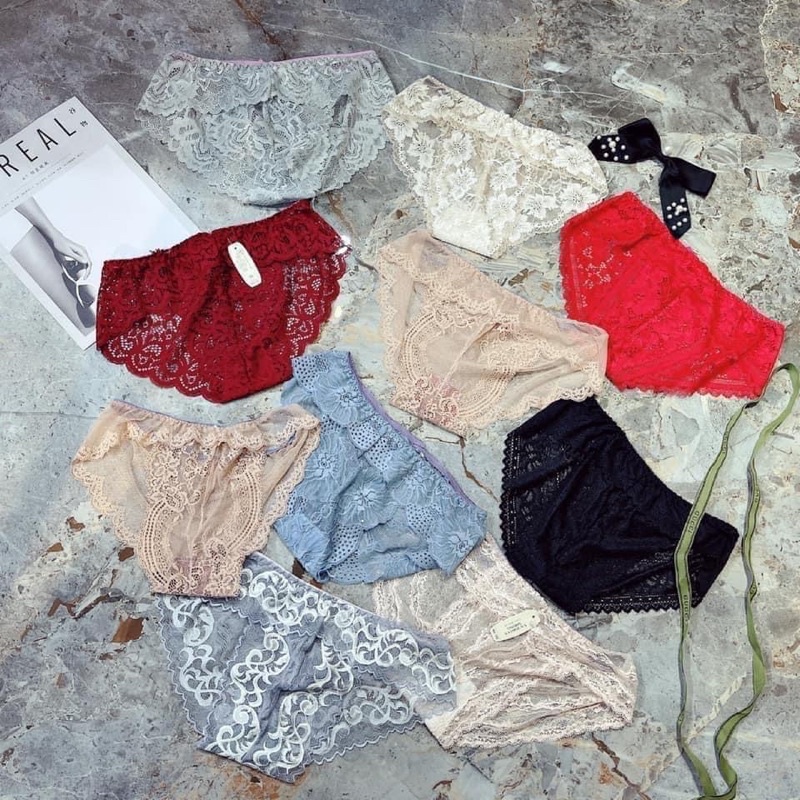 Set 10 quần lót ren sexy mix đủ màu, quần chip xinh free size 60kg