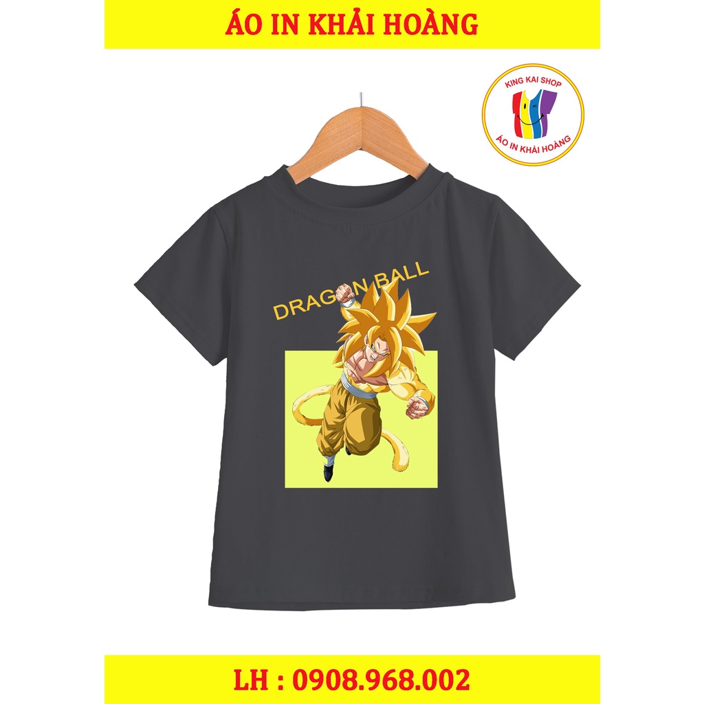Áo thun đen bé trai in hình goku coton co giản thoải mái