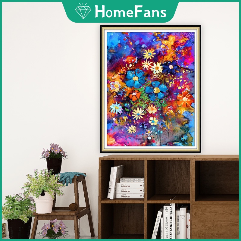 Bộ Tranh Đính Đá 5D Họa Tiết Hoa Nhiều Màu Độc Đáo Kích Thước 40x50cm Trang Trí Nhà Cửa