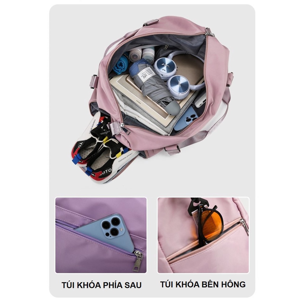 Túi Du Lịch Thể Thao Nhiều Ngăn Có Ngăn Tách Đồ Khô Ướt, Ngăn Để Giày Riêng Sarus Crane SC32