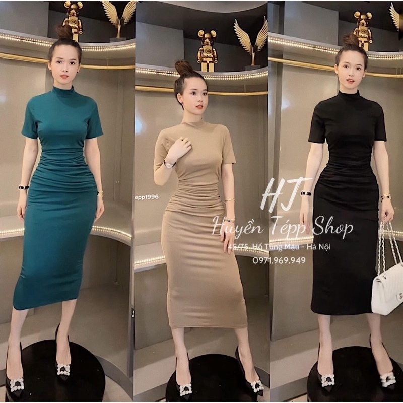 Váy Body Nhúm Tay Cộc 3 Màu, Closet of You Đầm Body Ôm Dáng Dài Có Ảnh Thật Kèm Video
