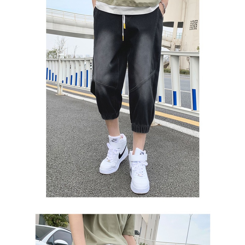 Quần Jean Jogger Unisex  ⚡𝐅𝐫𝐞𝐞𝐒𝐡𝐢𝐩⚡ Quần Ngố Bò Nam Nữ ⚡ Có Dây Rút Cạp Chun - Chất Vải Jean Cotton Co Giãn | BigBuy360 - bigbuy360.vn