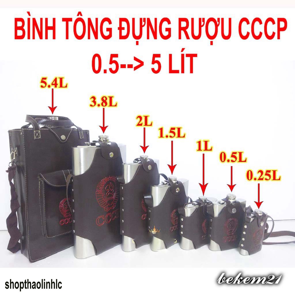 Bình tông inox đựng nước, đựng rượu các cỡ từ 1 lít --> 5,4 lít tặng kèm bao da chất lượng cao,chắc cỠ