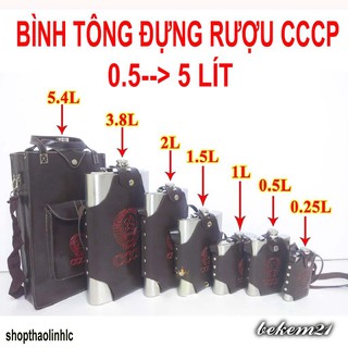 [ẢNH THẬT-7 CỠ ] Bình tông inox đựng nước, đựng rượu các cỡ từ 1 lít --> 5,4 lít tặng kèm bao da chất lượng cao,chắc cỠ