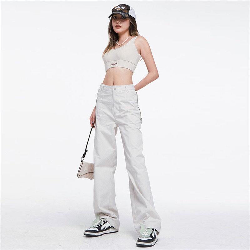 Quần Dài Dáng Suông Phong Cách Đường Phố Retro Mỹ Thiết Kế Mới Mùa Hè Có Thể Tháo Rời Cho Nữ