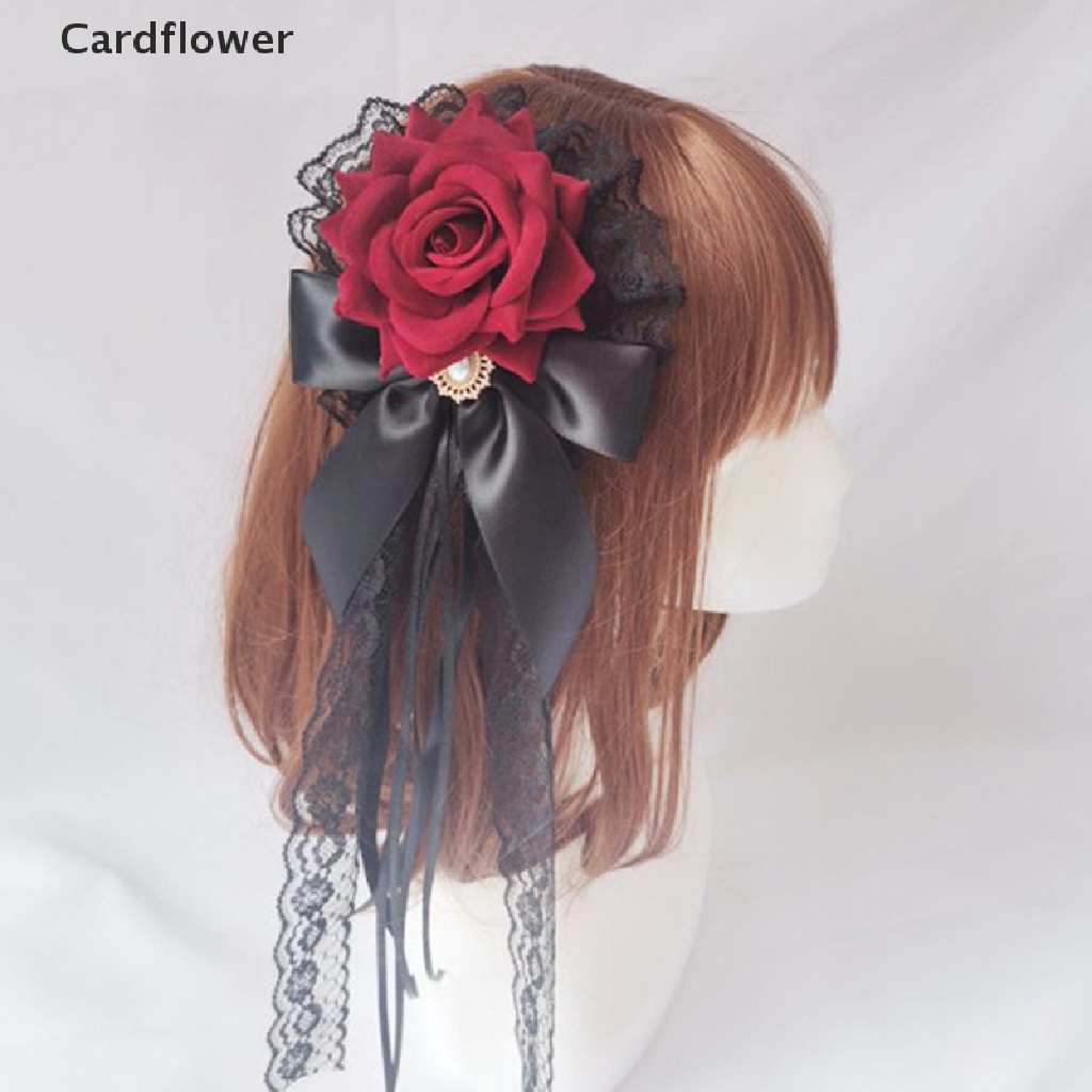 &lt; Cardflower &gt; Kẹp Tóc Hình Hoa Hồng Vải Ren / Bướm Phong Cách Gothic Cho Nữ