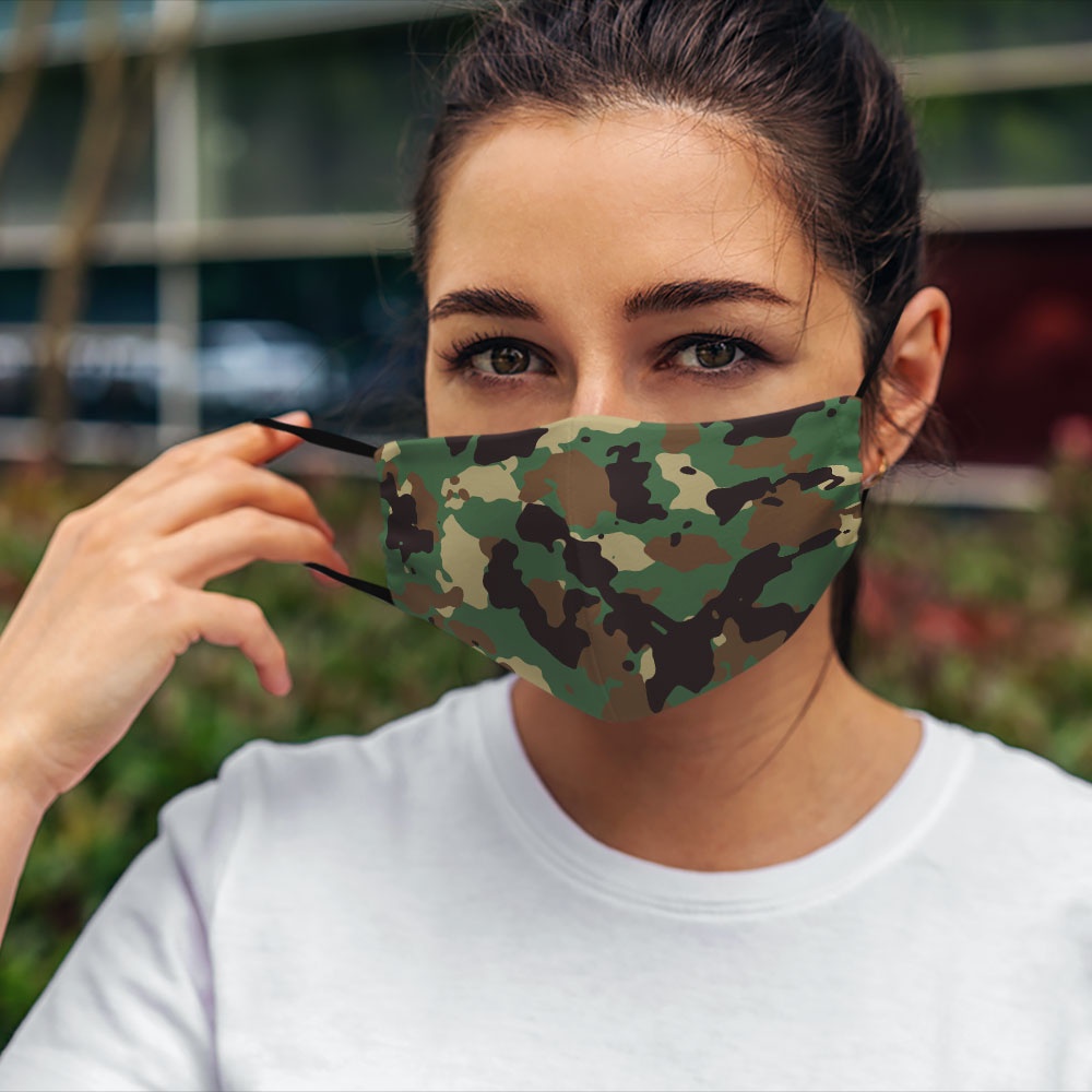 khẩu trang nam nữ dễ thương CAMOUFLAGE_1465 CARTWELL chất liệu poly cotton 100%,  chống bụi in họa tiết 3d thời trang