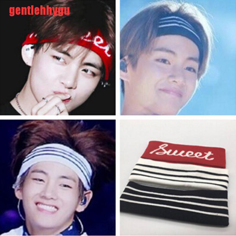 [gentlehhygu]Kpop BTS V Head Band Bangtan Boys Wide Sports Yoga Headband Stretch Elastic