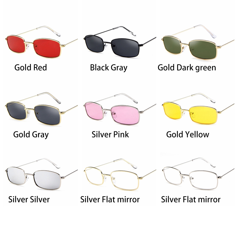 Kính mát gọng kim loại hình chữ nhật phong cách retro