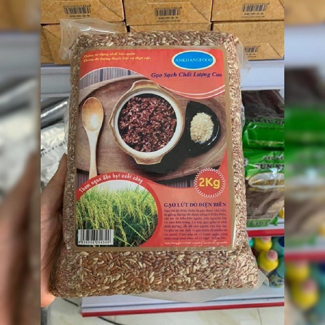 Gạo lứt đỏ dẻo Điện Biên An Khang 2kg, gạo lức đỏ nguyên cám, dẻo thơm dễ nấu, eat clean