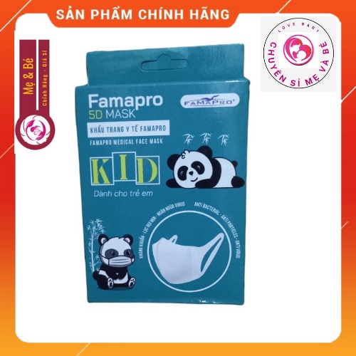 Khẩu Trang 5D Kids FAMAPRO Dành cho bé từ 1-5 tuổi Hộp 10 Cái