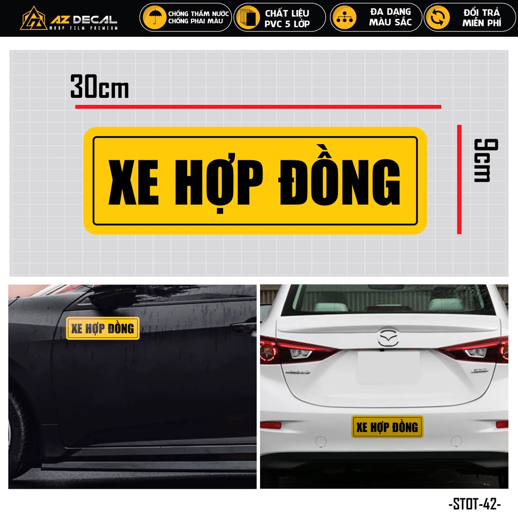 Sticker Dán Xe Ô Tô Xe Hợp Đồng | STOT-42 | Tem Decal Dán Sườn Cản Sau Kính Lái Xe Hơi Oto Tải Xe Khách 4 Chỗ