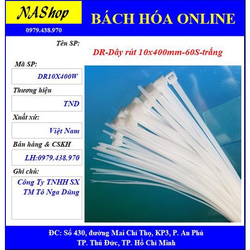 NaShop - Dây rút đen trắng 20cm,25cm,30cm,40cm,50cm tốt