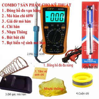Đồng hồ đo vạn năng chy a830l + 6 món dụng cụ kỹ thuật hàn