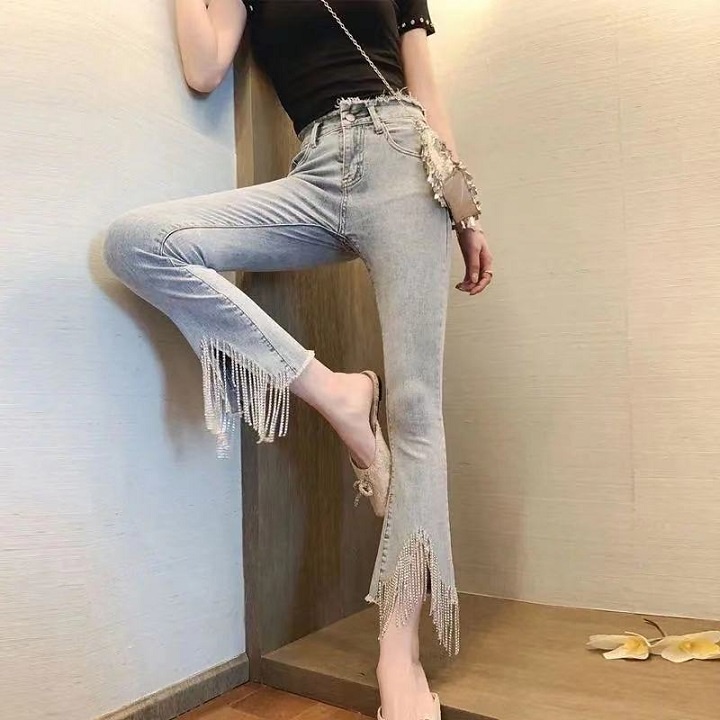 [HÀNG XỊN_TẶNG QUÀ] Quần jean lửng quần jeans nữ cách điệu cao cấp co dãn vải dày chất lượng độc lạ C070