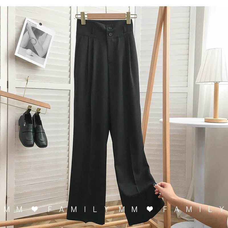 Quần ống rộng 2 khuy cạp cao chất tuyết mưa siêu tôn dáng