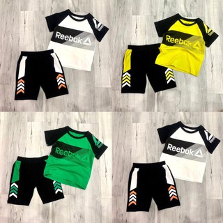 SIZE 2-15 (10-38kg) BỘ THUN COTTON NGẮN TAY QUẦN LỬNG REEBOOK CHO BÉ TRAI PHONG CÁNH THỂ THAO