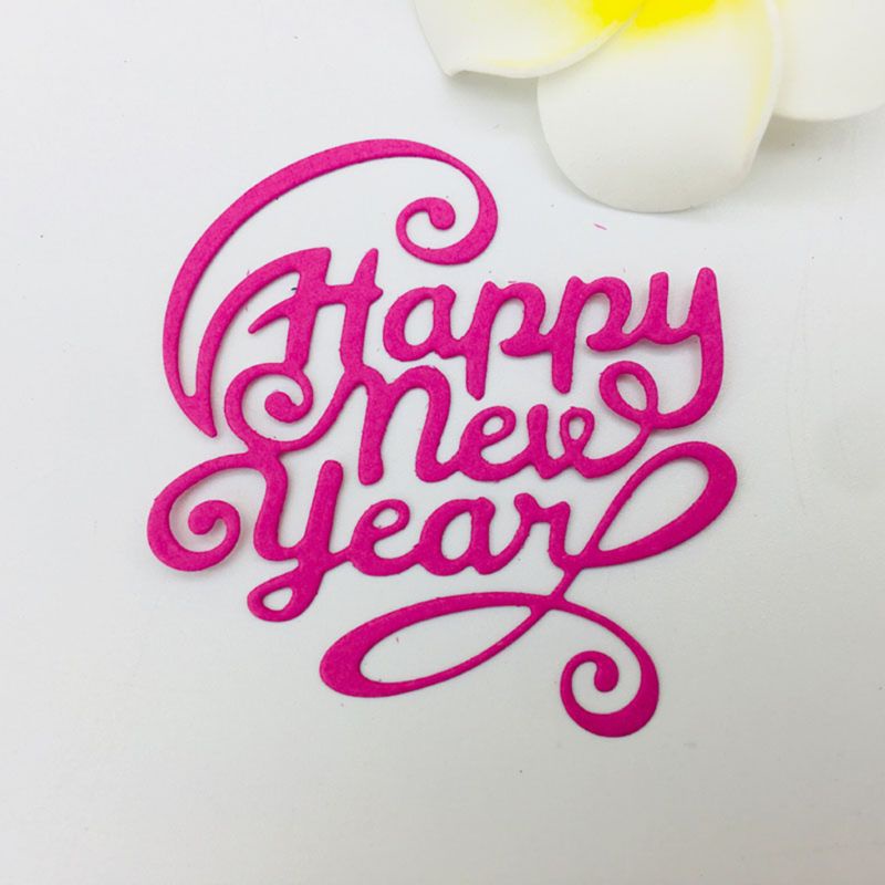 Khuôn Cắt Giấy Làm Từ Kim Loại Hình Chữ happy new year Trang Trí Scrapbook
