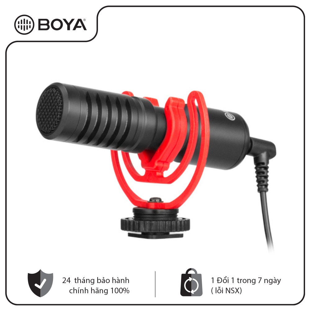 BOYA BY-MM1+ - Micro thu âm cổng 3.5mm dành cho Điện thoại và Máy ảnh - Hàng chính hãng