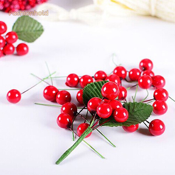 100pcs Simulation Cherry Small Red Fruit Foam DIY Christmas Tree Decoration For Home