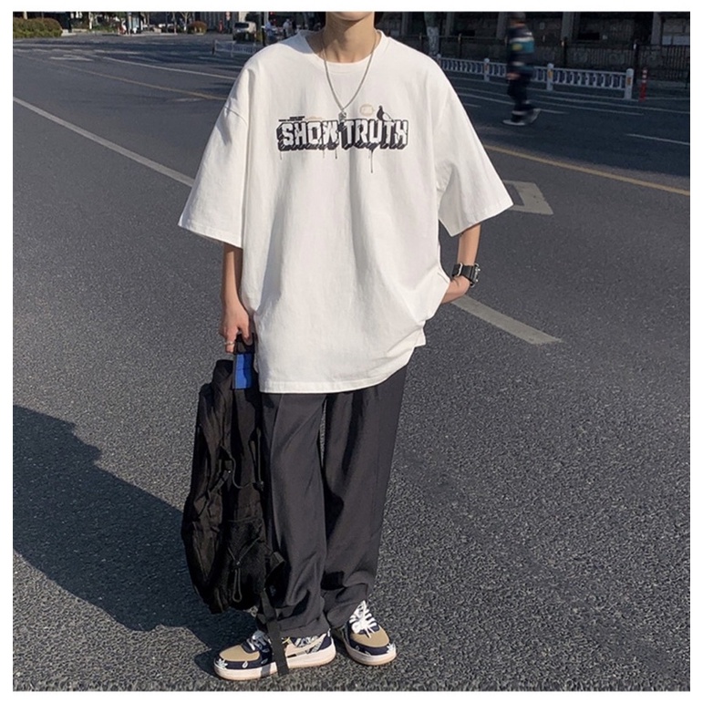 Áo phông nam nữ, áo thun tay lỡ form rộng chất cotton in hình TRUTH