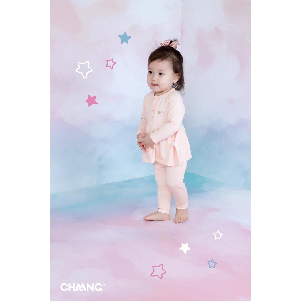 [Chính Hãng] Bộ áo dài tay quần dài babydoll họa tiết trẻ em Chaang