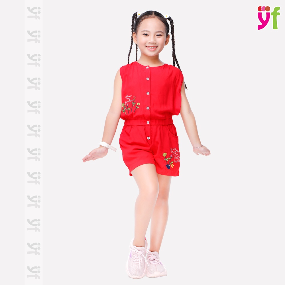 Jumpsuit/ Áo liền quần Cho Bé Gái Thêu Chậu Hoa - YF 9DX561