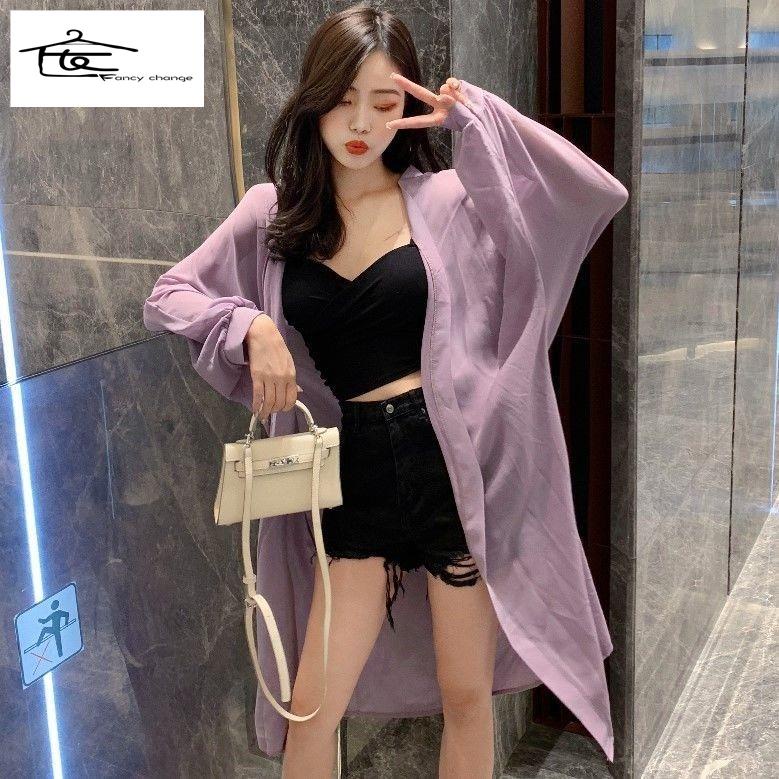 Áo Khoác Cardigan Chống Nắng Dáng Rộng Tay Phồng Vải Voan Thời Trang Mùa Hè Hàng Mới~2022