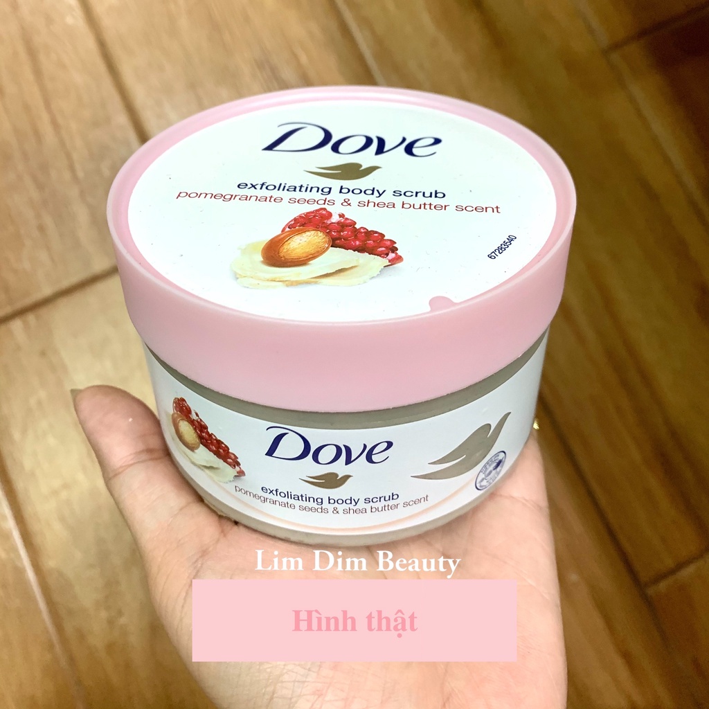 Tẩy Tế Bào Chết Dove Exfoliating Body Scrub Macadamia &amp; Rice Milk|Kiwi Seeds &amp; Cool Aloe|Pomegranate Seeds &amp; Shea Butter