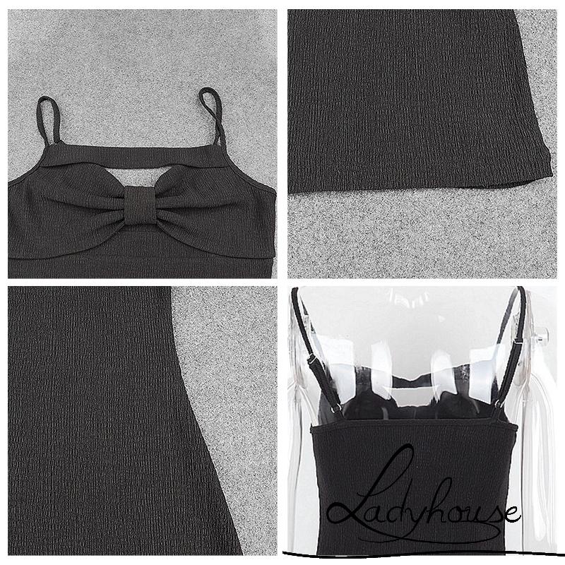 Đầm Hai Dây Ôm Dáng Màu Trơn Không Tay Cắt Xẻ Ngực Gợi Cảm Cho Nữ