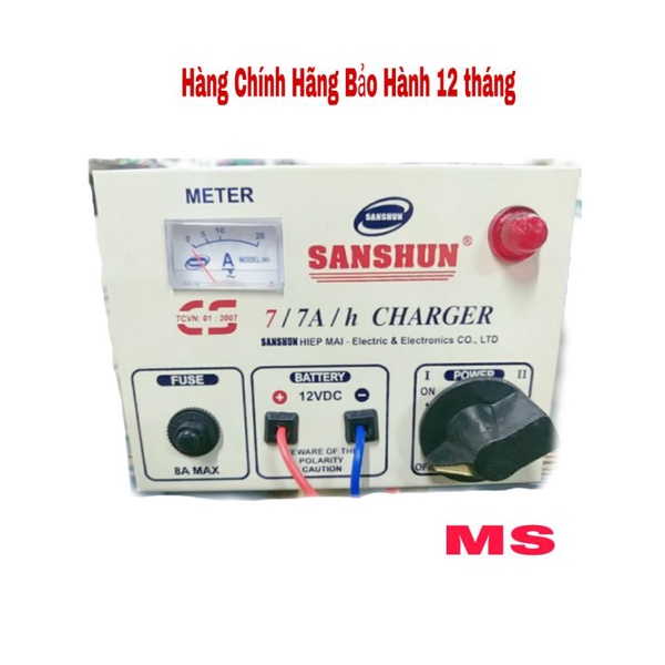 Sạc bình ắc quy 6V-12V Sanshun 7A dùng cho bình ắc quy 35Ampe trở xuống