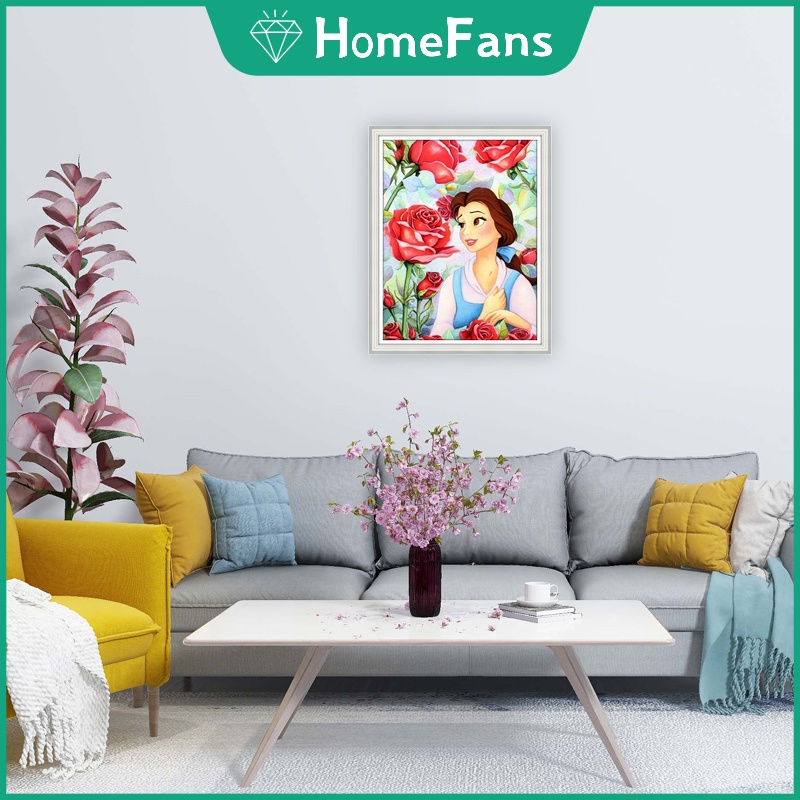 Bộ tranh đính đá 5D họa tiết công chúa Disney hoạt hình độc đáo kích thước 30X40cm