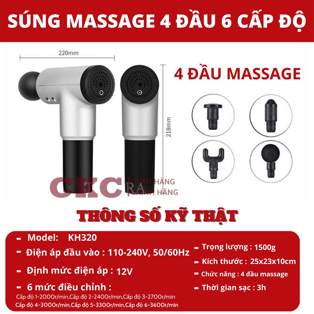 Máy đấm lưng - Máy massage cầm tay 6 chế độ mát xa cổ vai gáy đánh tan mỡ bụng dễ dàng mang theo-CKC