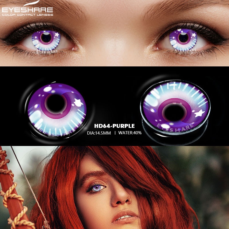 Cặp kính áp tròng EYESHARE màu tím hóa trang nhân vật anime độc đáo