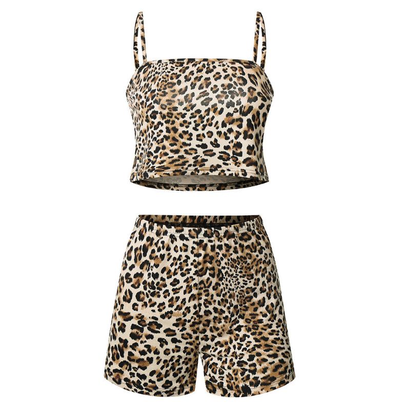 Bộ Đồ Ngủ 2 Dây Hở Lưng Họa Tiết Da Báo Quyến Rũ Cho Nữ