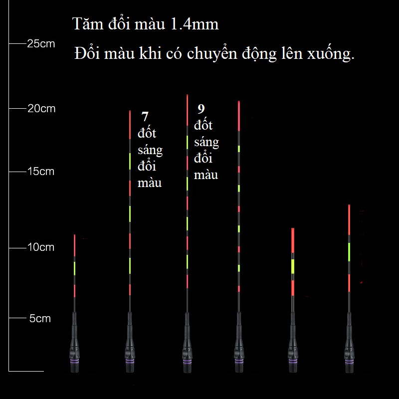 Tăm Phao Câu Đài Đổi Màu Thông Minh Tăm Phao Câu Cá Ngày Đêm PC27