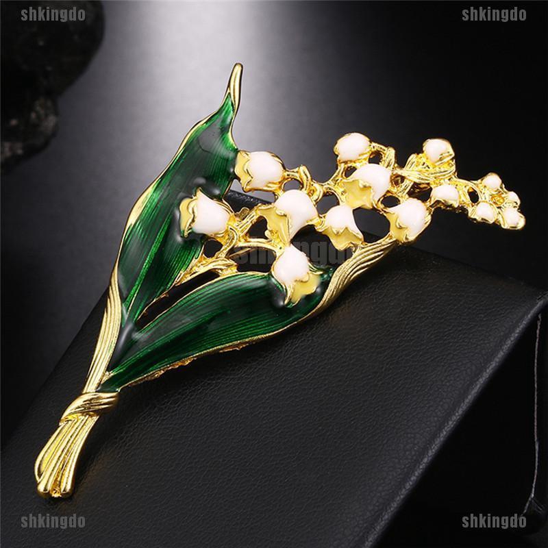 Ghim cài áo hình hoa tráng men xinh xắn