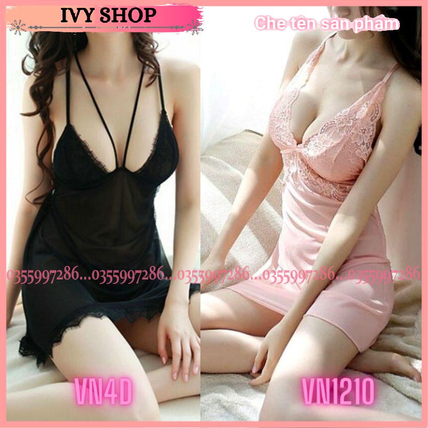 Váy ngủ xuyên thấu sexy hai dây chéo lưng phối ren quyến rũ với màu tím dịu dàng vn1210 VN4day - Ivyshop