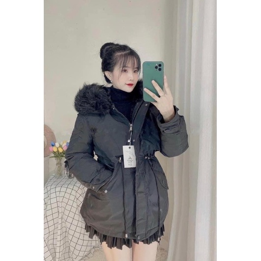 Áo Phao Parka Túi Hộp Màu Nâu Tây Sang Chảnho