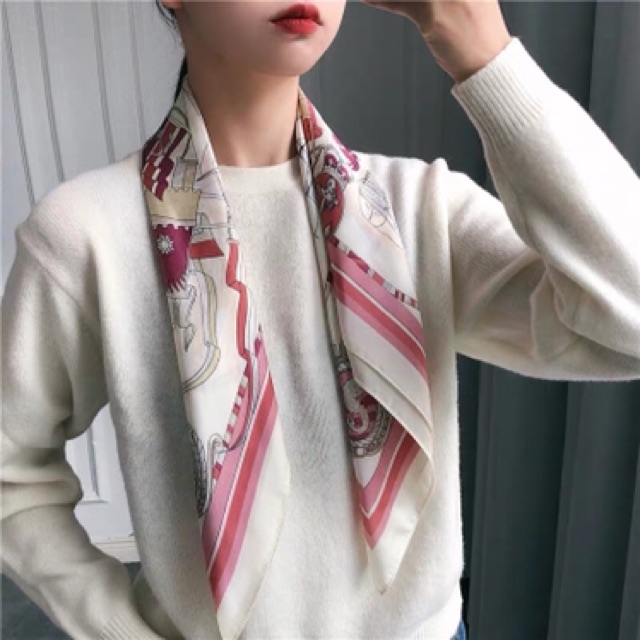 Khăn lụa vuông 70x70 turban quàng cổ,áo khăn yếm bandana thời trang đội đầu - Maben