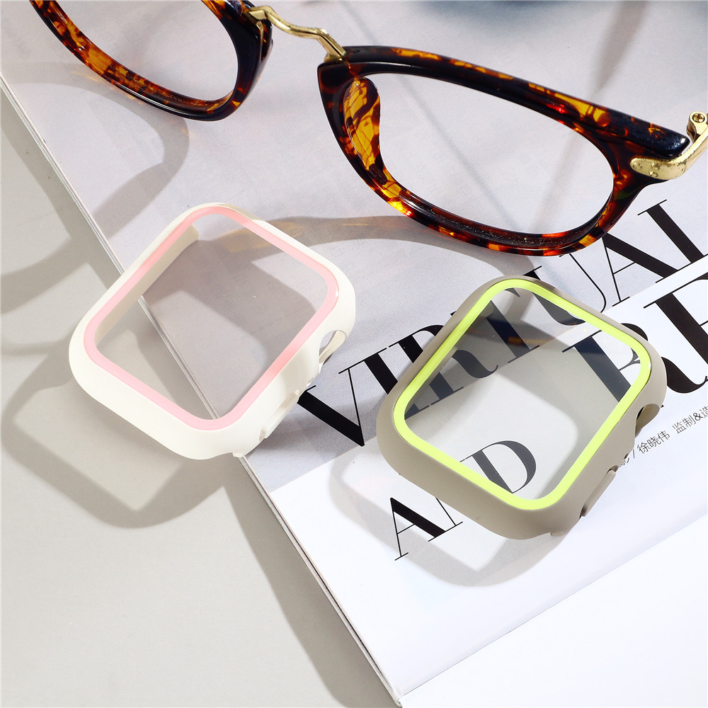 Vỏ đồng hồ Apple hai màu bằng PC bảo vệ màn hình iWatch 41mm 45mm 38mm 40mm 42mm 44mm series 7/1/2/3/4/5/6 / se