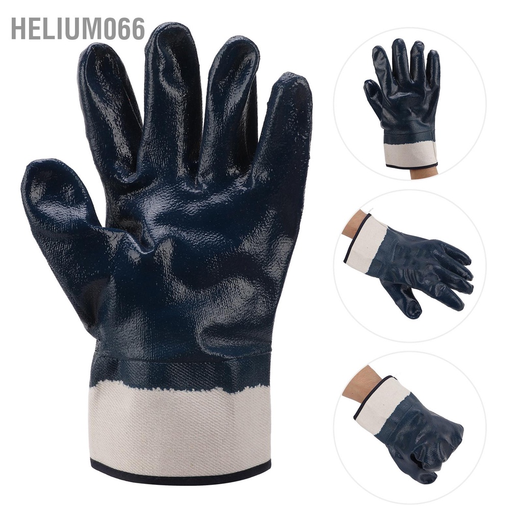 Helium066 Găng tay chống dầu Không thấm nước Cao su mài mòn Nitrile tráng cho công nghiệp