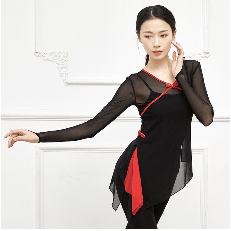 [HÀNG SẴN) Áo tập múa cổ trang, tập yoga, nhảy múa, dance màu đen 3521 - 3519