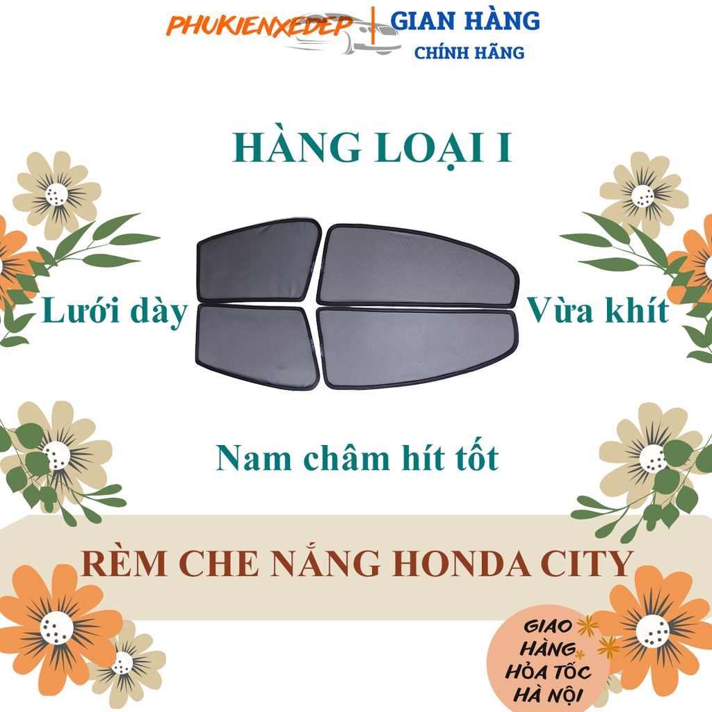 Rèm che nắng NAM CHÂM Made by APA Honda City ⚡ HÀNG LOẠI 1 - LƯỚI DÀY ⚡ - Combo 4 tấm chắn nắng - VIỆT NAM SẢN XUẤT