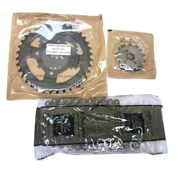 Nhông xích 14T/36T 428SFR-100L độp dập mạ sơn đen KAFADAI THAILAND cho xe máy Dream/Wave