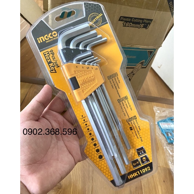 Bộ 9 lục giác loại dài INGCO HHK11092