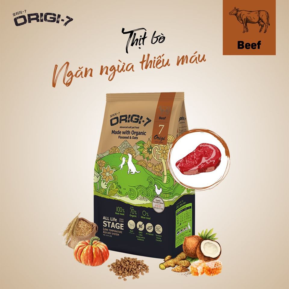 Thức ăn hạt mềm hữu cơ Origi-7 cho chó 1,2kg