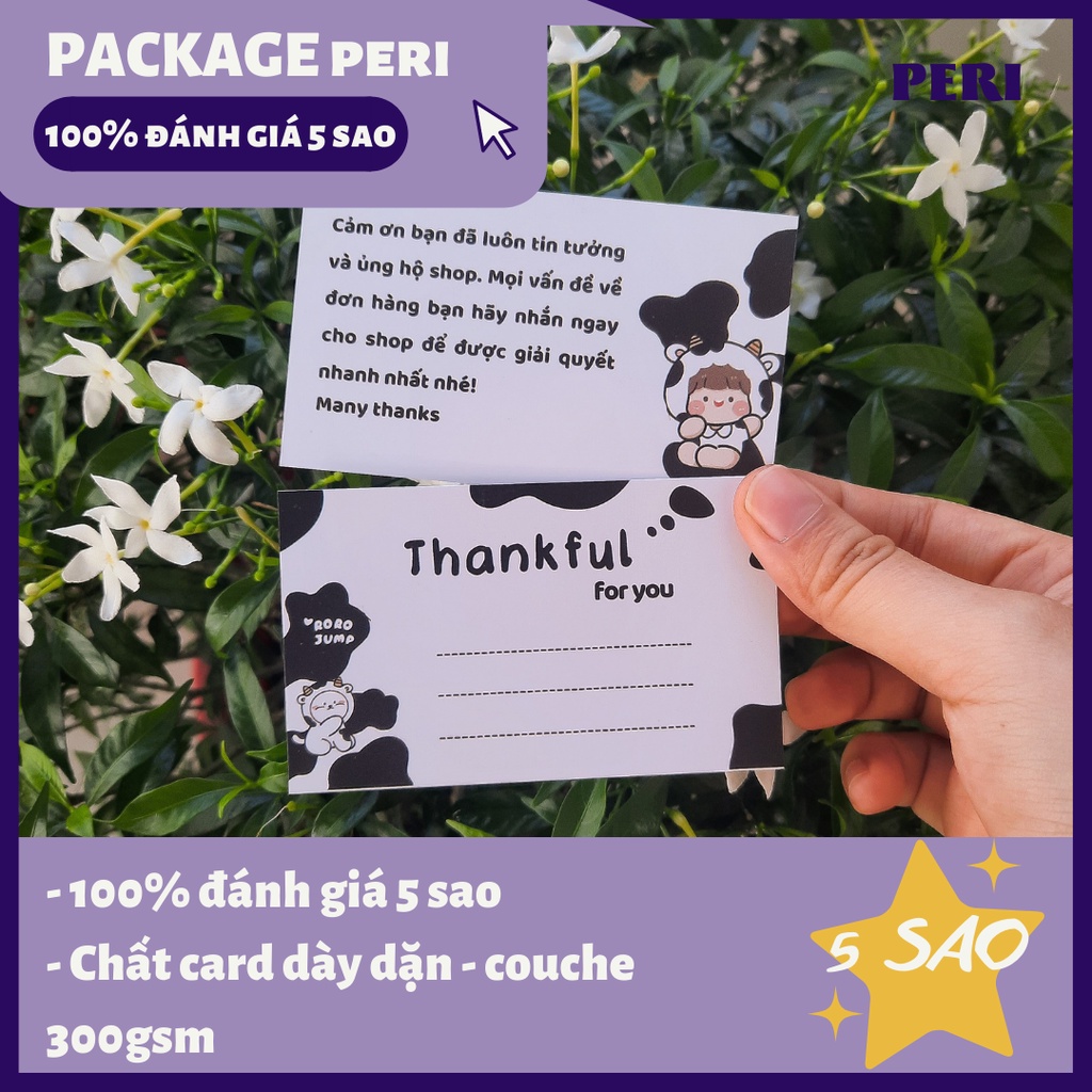 (deal sốc 9k) 100 card thank you giá rẻ, name card, phiếu cảm ơn khách hàng dành cho shop size 9x5cm