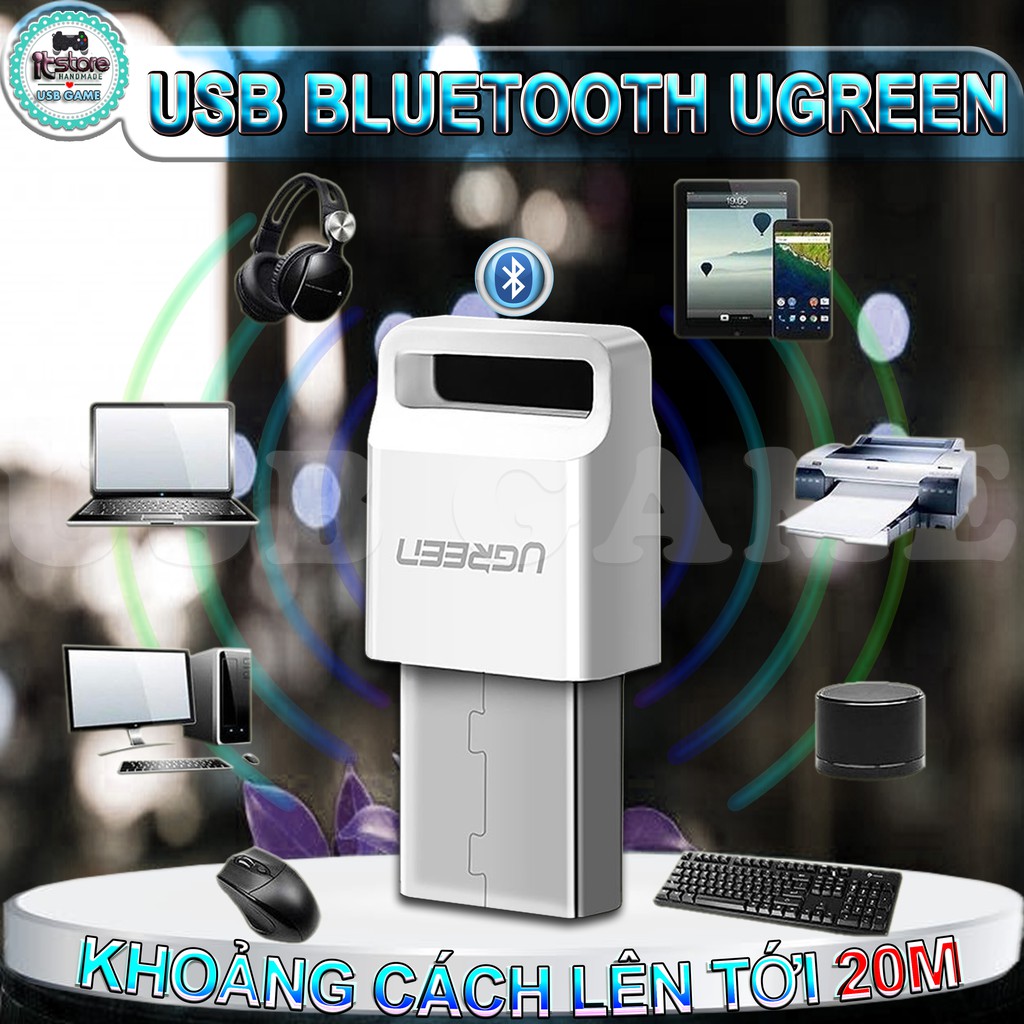 USB Bluetooth 4.0 cao cấp Ugreen 30443 Chính Hãng kết nối với tay game PS4, chuột, phím, tai nghe Bluetooth...